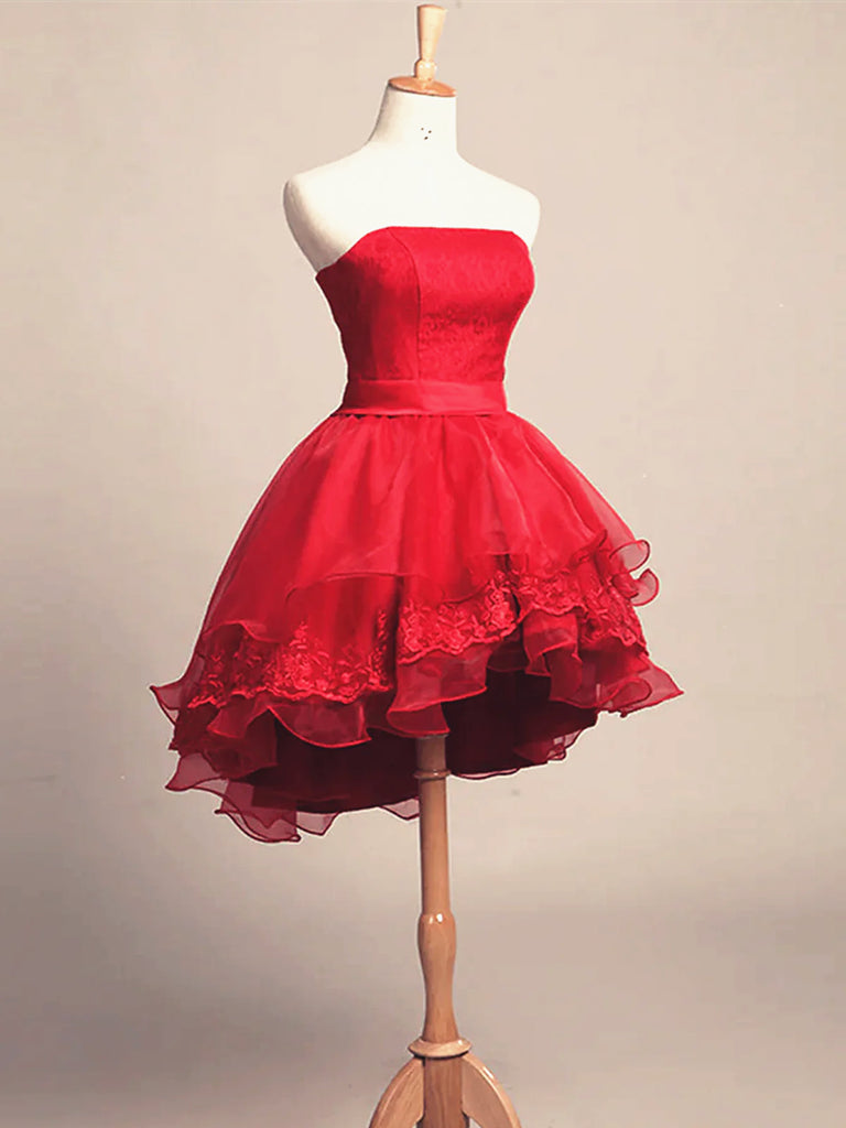 Strapless Short Red Prom Dresses, Short Red Formal Homecoming Dresses jbydress Strapless Short Red Prom Dresses, Short Red Formal Homecoming Dresses jbydress