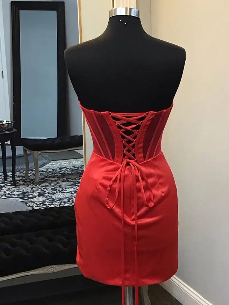 Strapless Short Satin Prom Dresses, Short Formal Homecoming Dresses jbydress Strapless Short Satin Prom Dresses, Short Formal Homecoming Dresses jbydress