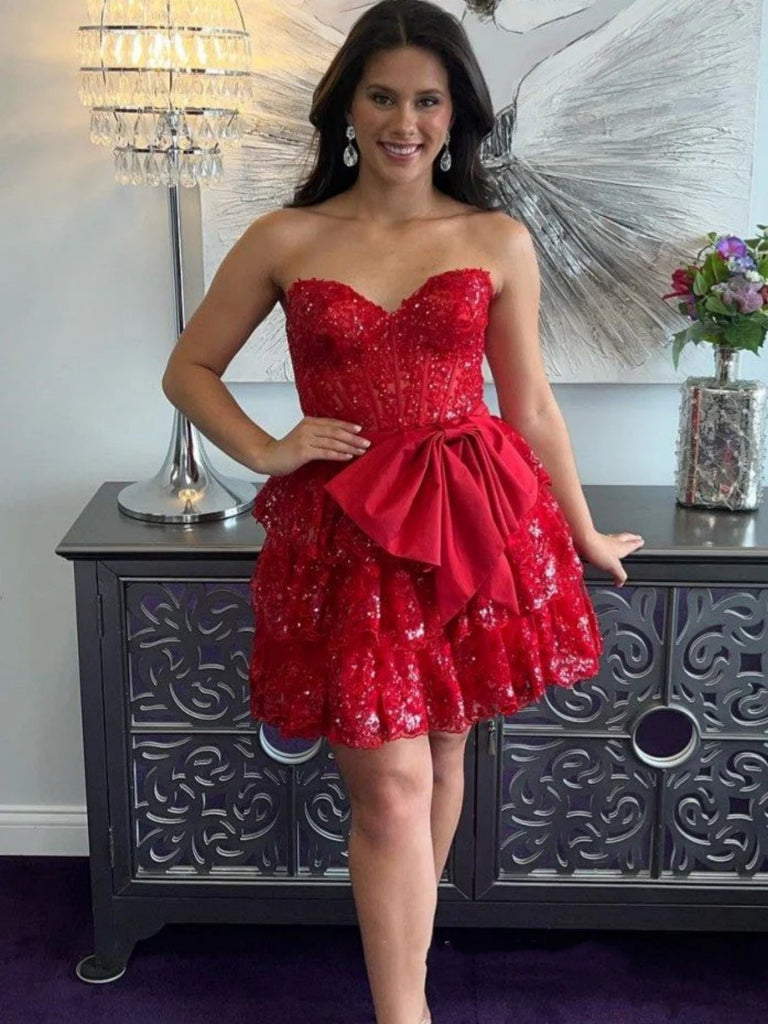 fitted lace wedding dress Simple red satin short prom dress red homecoming dress dresstby fitted lace wedding dress Simple red satin short prom dress red homecoming dress dresstby