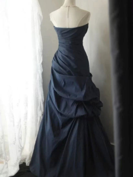 Sweetheart Neck Dark Navy Blue Mermaid Prom Dresses, Dark Blue Mermaid Formal Dresses