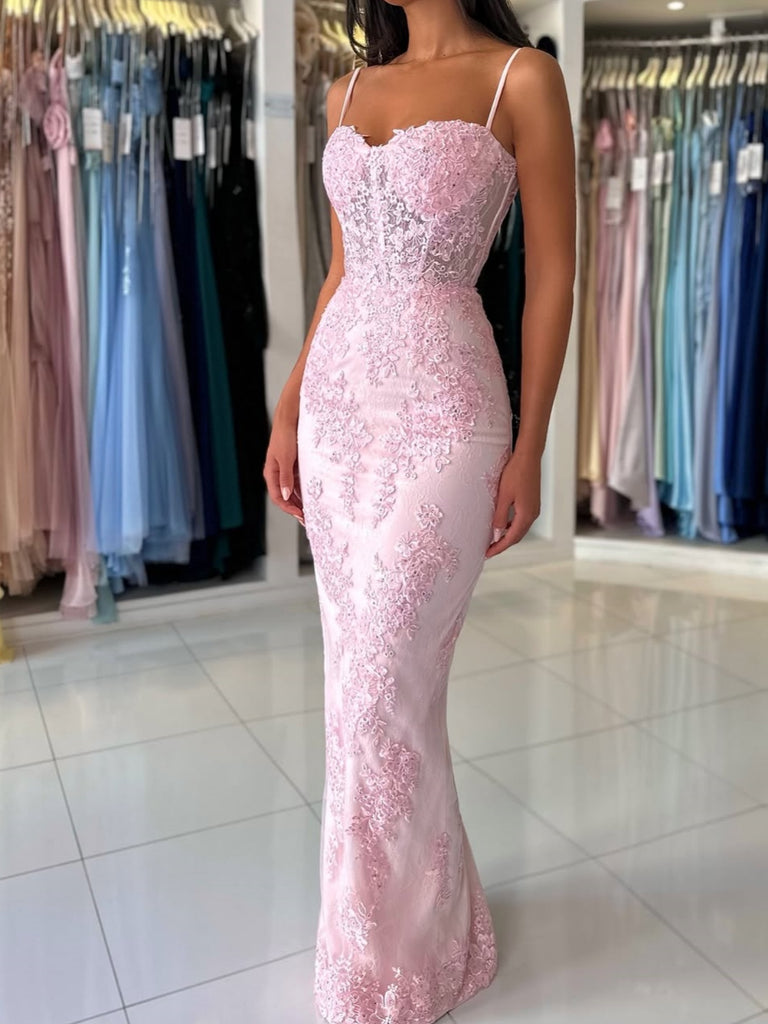 Sweetheart Neck Pink Mermaid Lace Prom Dresses, Pink Mermaid Lace Form jbydress Sweetheart Neck Pink Mermaid Lace Prom Dresses, Pink Mermaid Lace Form jbydress