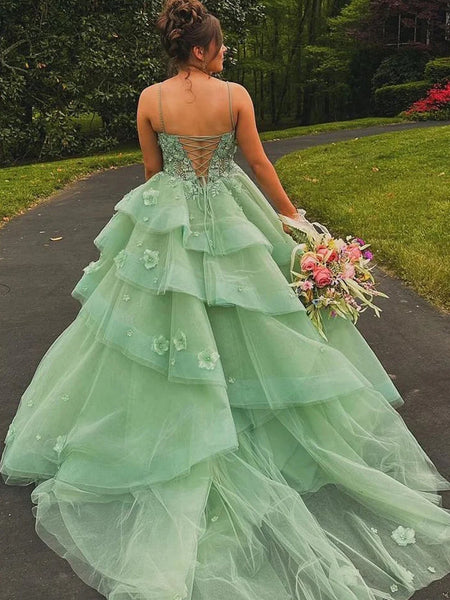 Sweetheart Neck Sage Green Lace Floral Long Prom Gown, Sage Floral Long Formal Evening Dresses