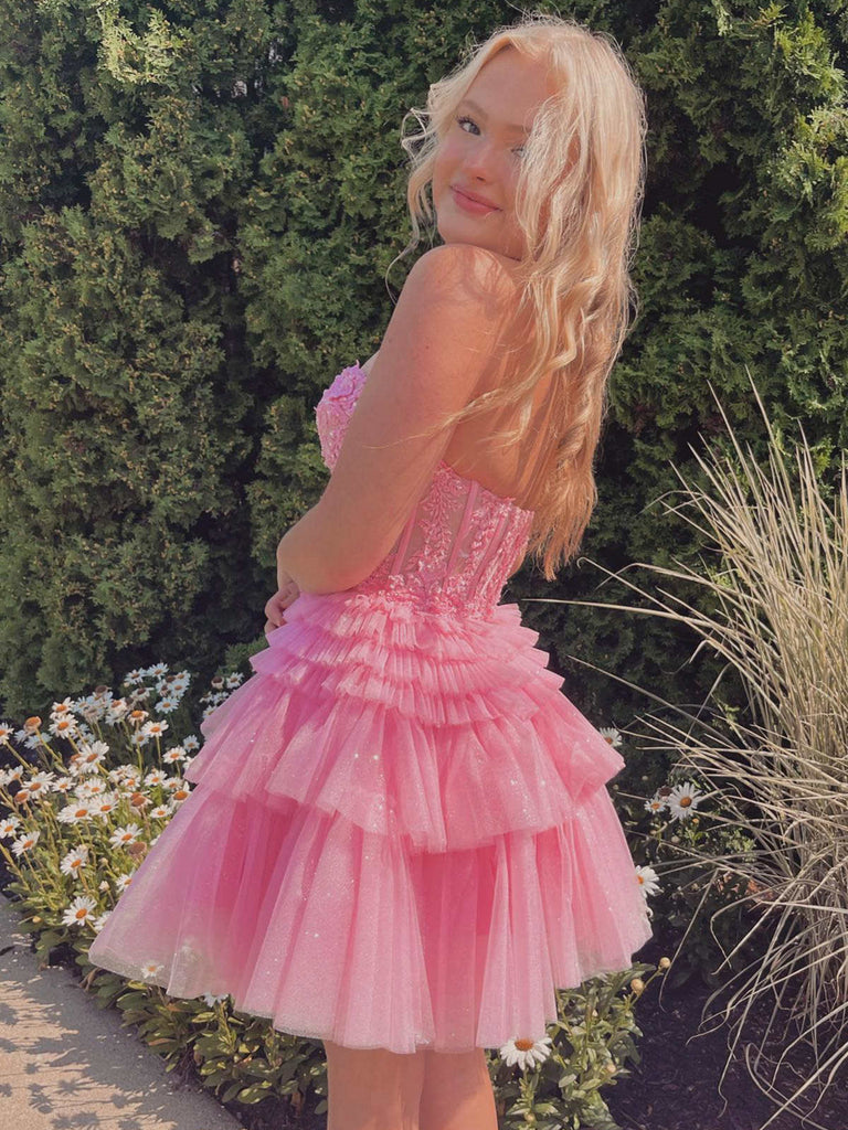 Sweetheart Neck Short Lace Prom Dresses, Short Lace Puffy Formal Homec jbydress Sweetheart Neck Short Lace Prom Dresses, Short Lace Puffy Formal Homec jbydress