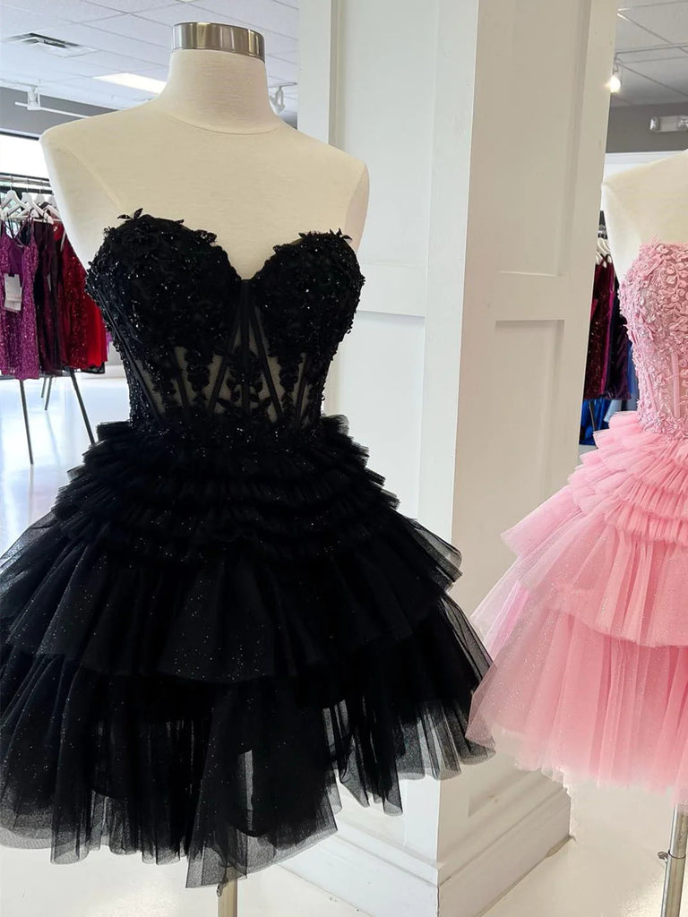 Sweetheart Neck Short Lace Prom Dresses, Short Lace Puffy Formal Homec jbydress Sweetheart Neck Short Lace Prom Dresses, Short Lace Puffy Formal Homec jbydress