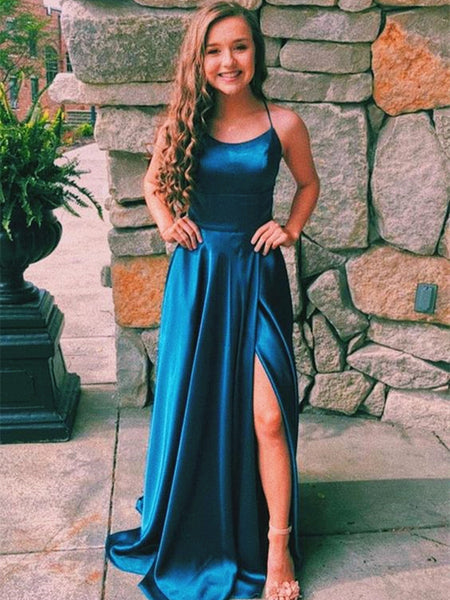 Teal Blue Long Prom Dresses, Teal Blue Long Formal Graduation Dresses