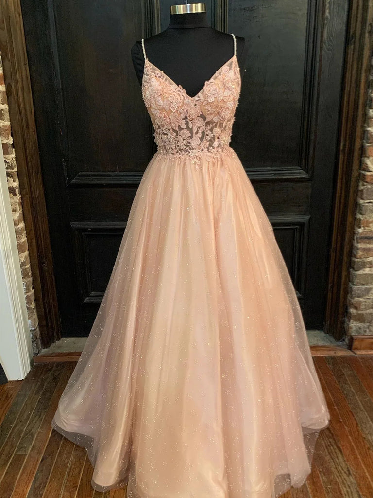 V Neck Blush Pink Long Lace Prom Dresses, V Neck Blush Pink Long Forma jbydress V Neck Blush Pink Long Lace Prom Dresses, V Neck Blush Pink Long Forma jbydress