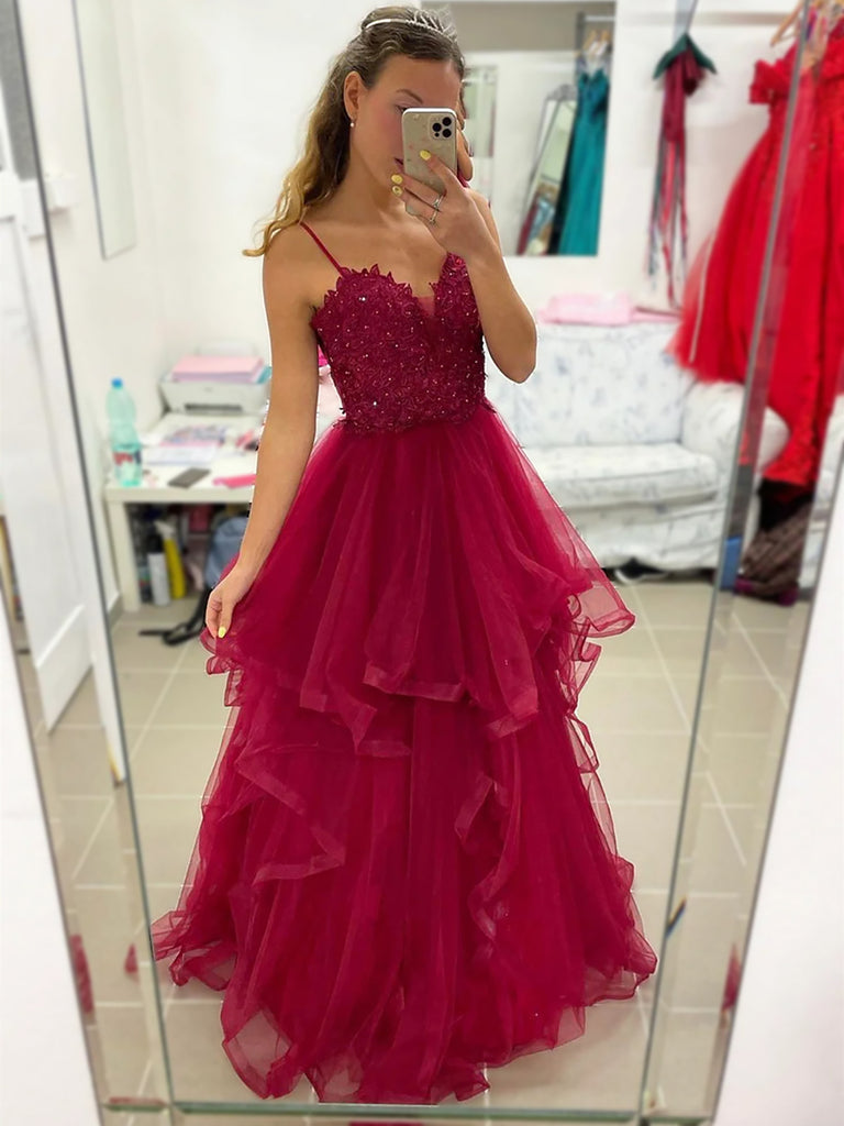 V Neck Burgundy Lace Prom Dresses, Wine Red Burgundy Lace Formal Eveni – jbydress V Neck Burgundy Lace Prom Dresses, Wine Red Burgundy Lace Formal Eveni – jbydress