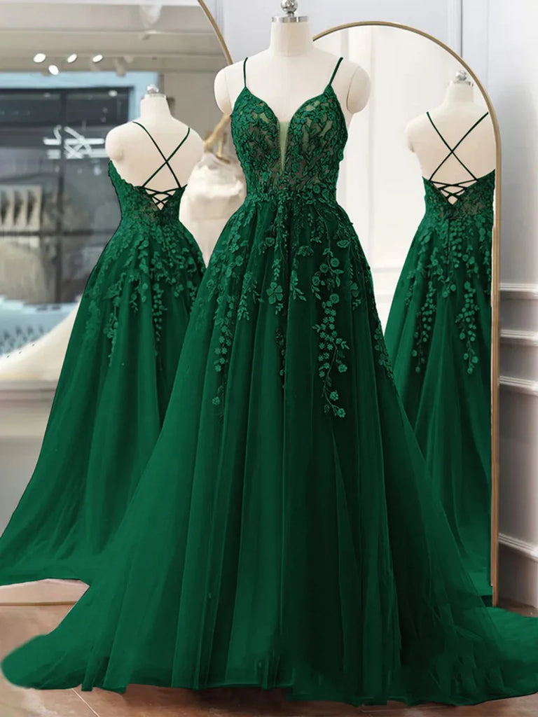 V Neck Dark Green Lace Long Prom Dresses, V Neck Dark Green Lace Long jbydress V Neck Dark Green Lace Long Prom Dresses, V Neck Dark Green Lace Long jbydress