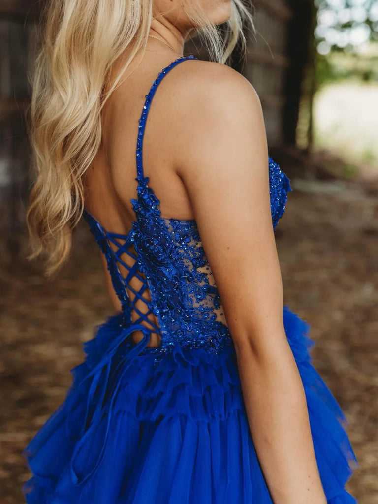 V Neck Royal Blue Lace Short Prom Dresses, Short V Neck Royal Blue Lac jbydress V Neck Royal Blue Lace Short Prom Dresses, Short V Neck Royal Blue Lac jbydress