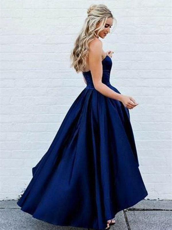 Sweetheart Neck High Low Dark Blue Prom Dress, Dark Blue High Low Form jbydress Sweetheart Neck High Low Dark Blue Prom Dress, Dark Blue High Low Form jbydress