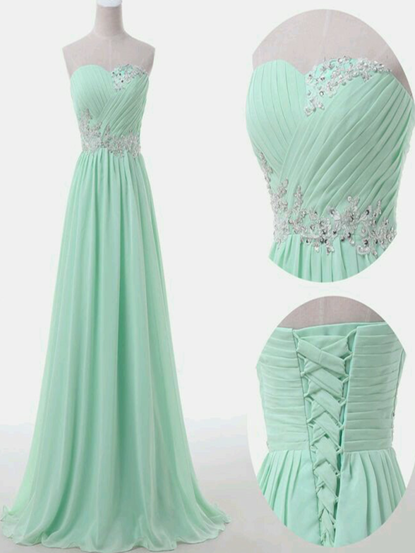 A Line Sweetheart Neck Floor Length Green Prom Dress, Long Formal / Bridesmaid Dress