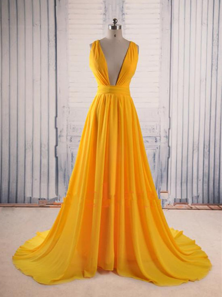 Prom Outfits Dark Yellow Prom Dresses Charming A-line Yellow Lace