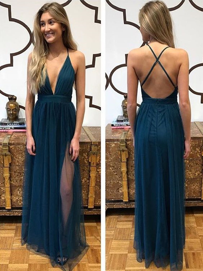A Line Deep V Neck Backless Prom Dresses, V Neck Backless Formal Gradu jbydress A Line Deep V Neck Backless Prom Dresses, V Neck Backless Formal Gradu jbydress