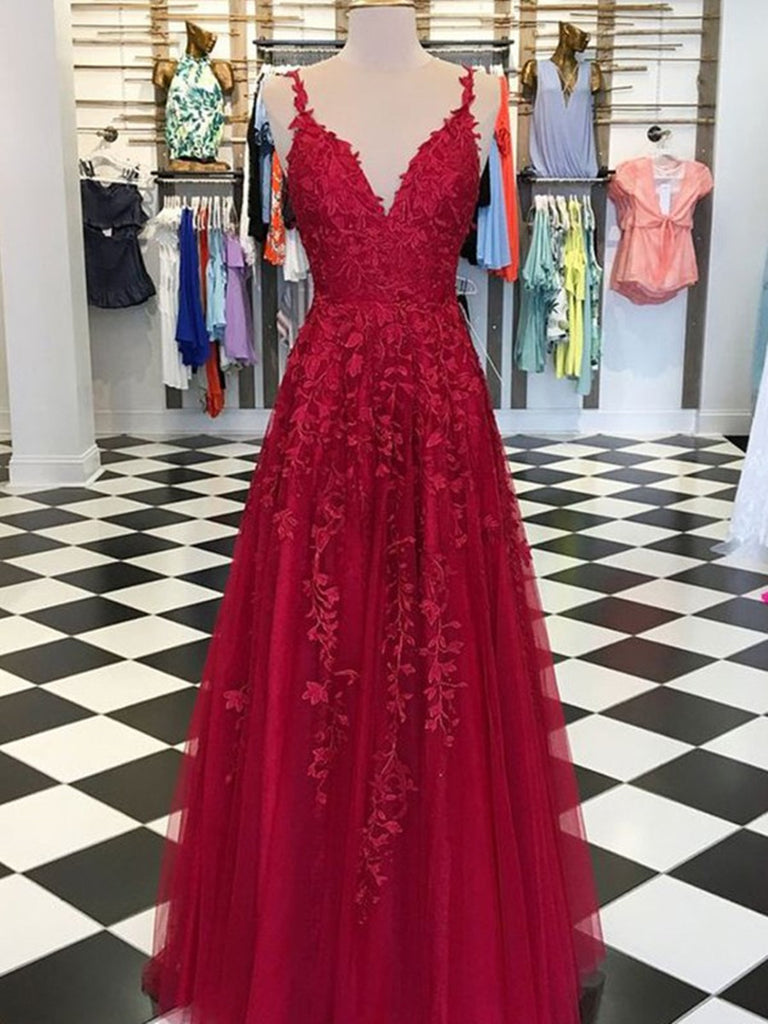A Line V Neck Burgundy Lace Prom Dresses, Burgundy Lace Formal Dresses jbydress A Line V Neck Burgundy Lace Prom Dresses, Burgundy Lace Formal Dresses jbydress