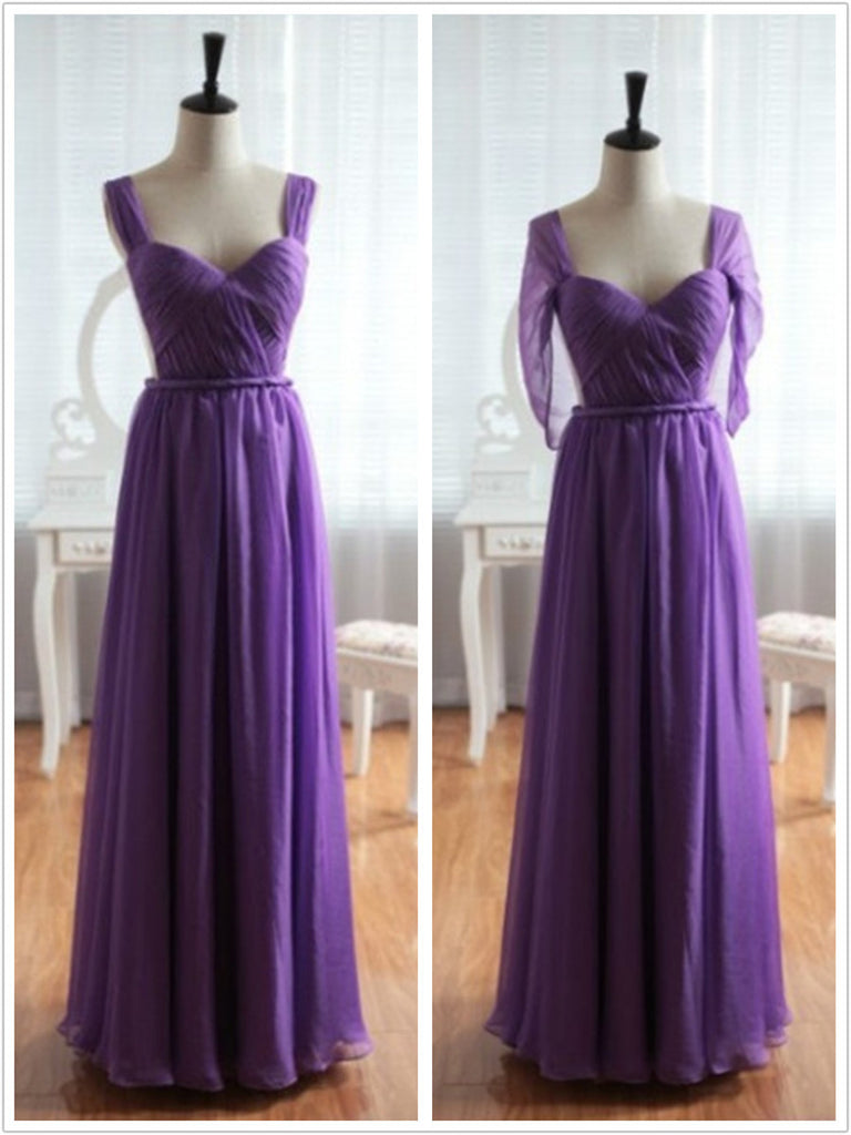 Light Purple Cap Sleeves Backless Chiffon Prom Dress, Purple Bridesmaid Dress
