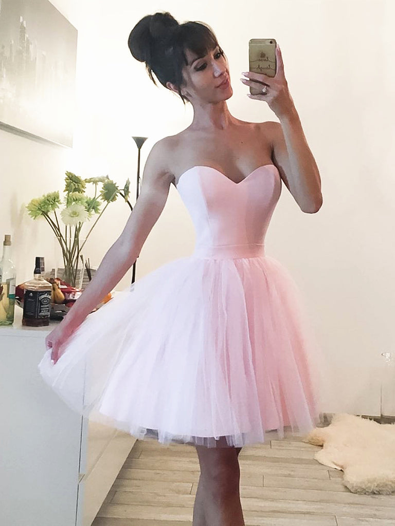 A Line Sweetheart Neck Short Pink Prom Dresses, Short Pink Formal Grad jbydress A Line Sweetheart Neck Short Pink Prom Dresses, Short Pink Formal Grad jbydress