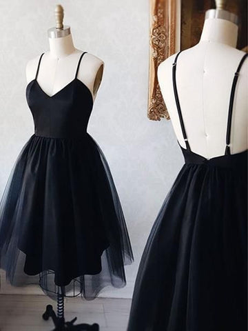 Black Backless Short Prom Dresses, Short Black Graduation Homecoming Dresses, Little Black Dresses