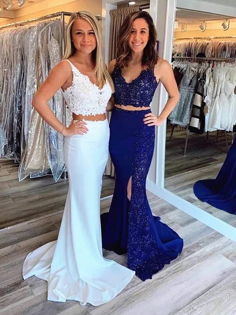 Elegant Half-Sleeve Split Lace Long Evening Dress Prom Dresses PG429 –  Tirdress