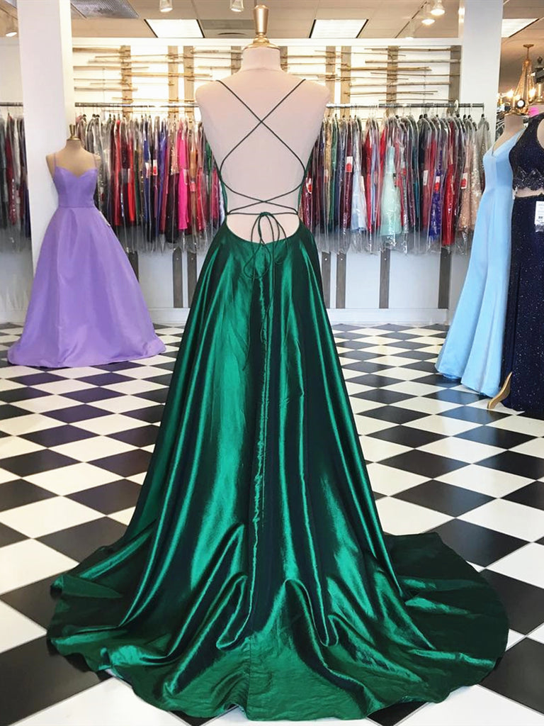 Dark Green Backless Prom Dresses, Emerald Green Backless Formal Gradua jbydress Dark Green Backless Prom Dresses, Emerald Green Backless Formal Gradua jbydress