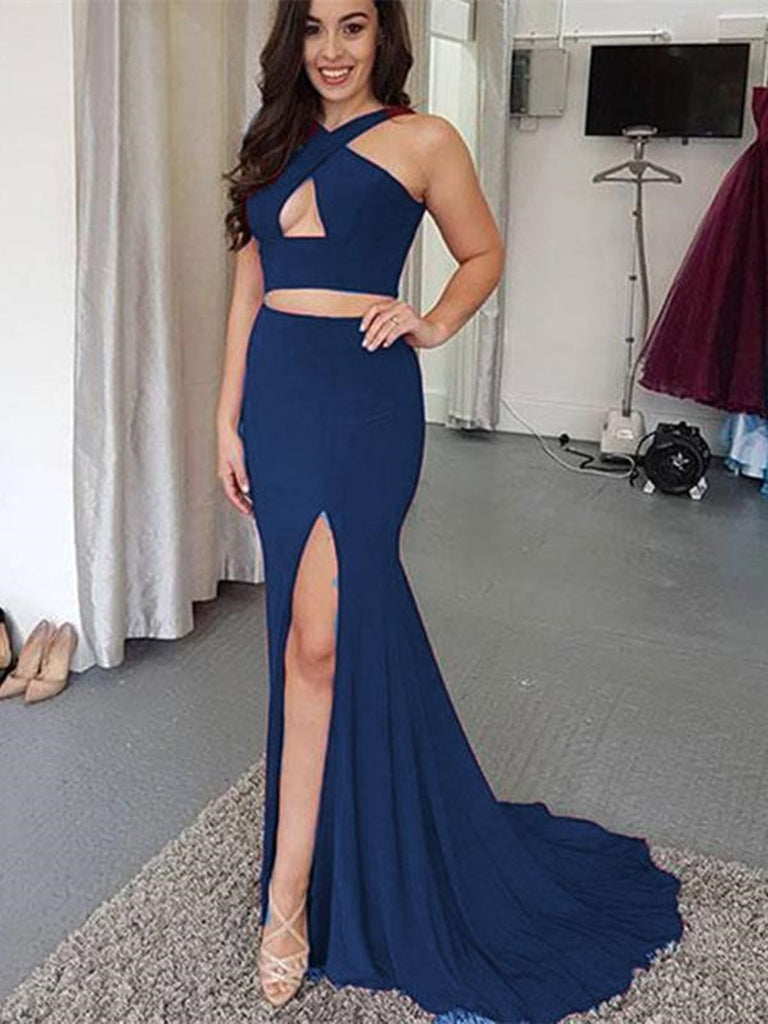 Custom Made 2 Pieces Mermaid Prom Dresses, 2 Pieces Burgundy/Blue Form jbydress Custom Made 2 Pieces Mermaid Prom Dresses, 2 Pieces Burgundy/Blue Form jbydress
