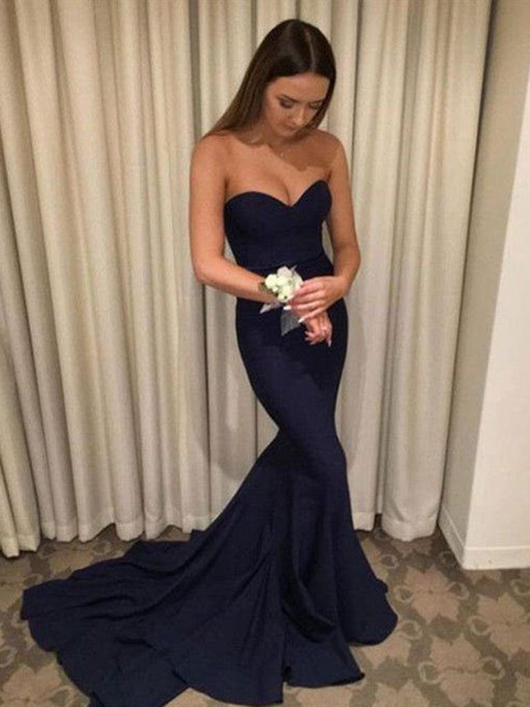 Custom Made Sweetheart Neck Mermaid Navy Blue Prom Dresses, Navy Blue jbydress Custom Made Sweetheart Neck Mermaid Navy Blue Prom Dresses, Navy Blue jbydress