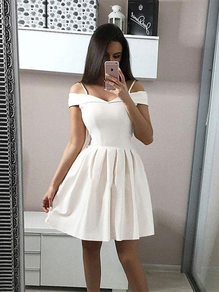 gips En trofast slot Custom Made A Line Short White Off Shoulder Prom Dresses, Short Formal –  jbydress