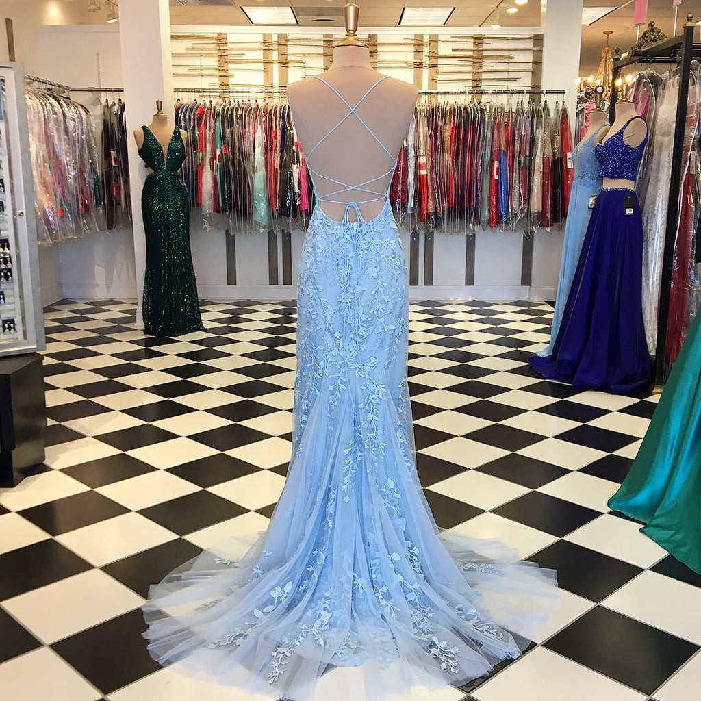 Purple/Blue Mermaid Backless Lace Prom Dresses, Purple/Blue Mermaid Ba jbydress Purple/Blue Mermaid Backless Lace Prom Dresses, Purple/Blue Mermaid Ba jbydress