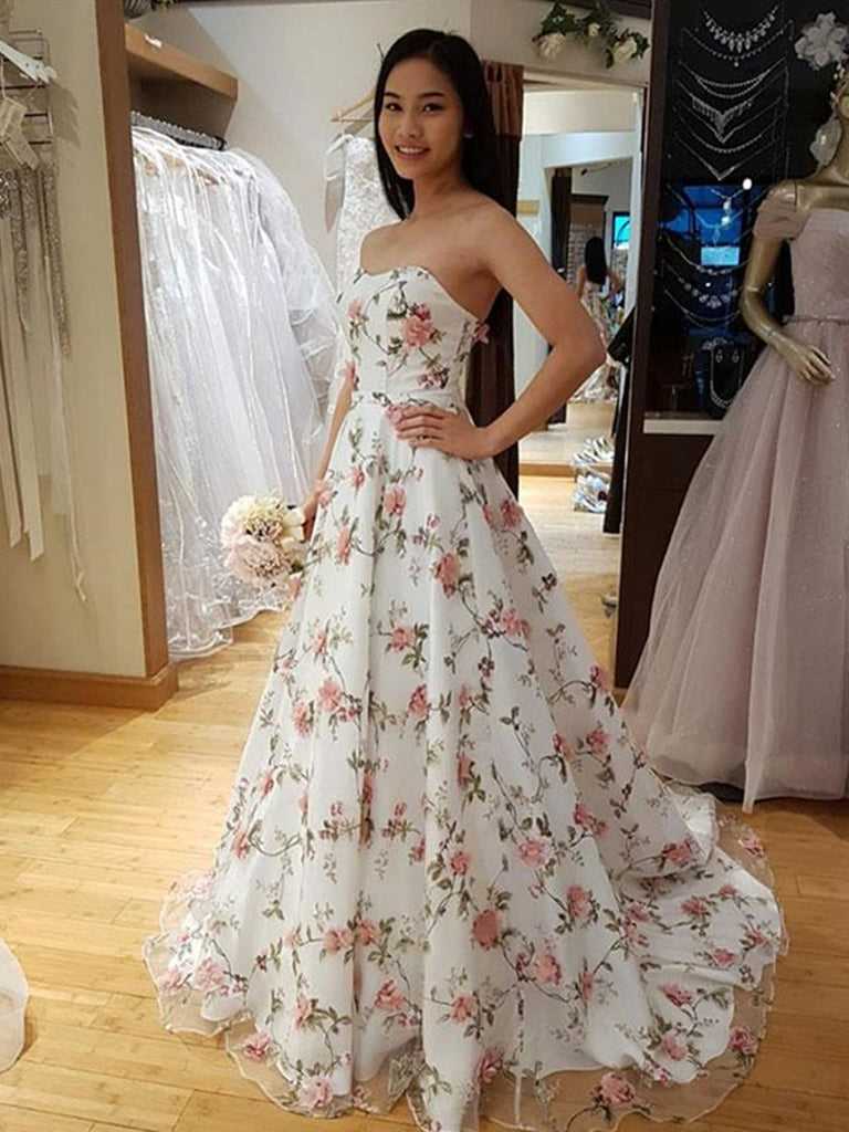 Glamorous White Prom Dresses Evening Dresses 2023 A-Line / Princess  Spaghetti Straps Sleeveless Backless Floor-Length / Long Formal Dresses