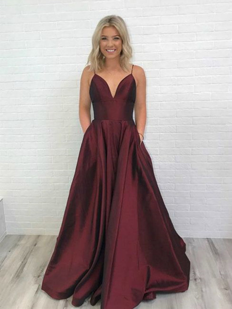 A Line V Neck Burgundy Prom Dresses, Burgundy V Neck Formal Graduation jbydress A Line V Neck Burgundy Prom Dresses, Burgundy V Neck Formal Graduation jbydress