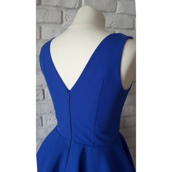A Line V Neck Short Blue Prom Dresses, Short Blue Graduation Dress, Blue Homecoming Dresses