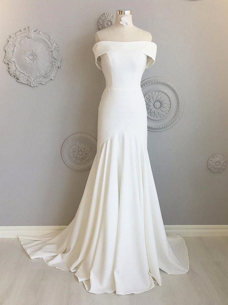 Ivory Off the Shoulder Mermaid Wedding Dresses, Off Shoulder Ivory Mer jbydress Ivory Off the Shoulder Mermaid Wedding Dresses, Off Shoulder Ivory Mer jbydress