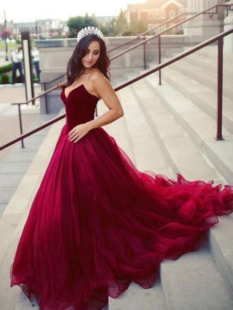 A Line Sweetheart Neck Burgundy Prom Dresses, Burgundy Evening Formal jbydress A Line Sweetheart Neck Burgundy Prom Dresses, Burgundy Evening Formal jbydress