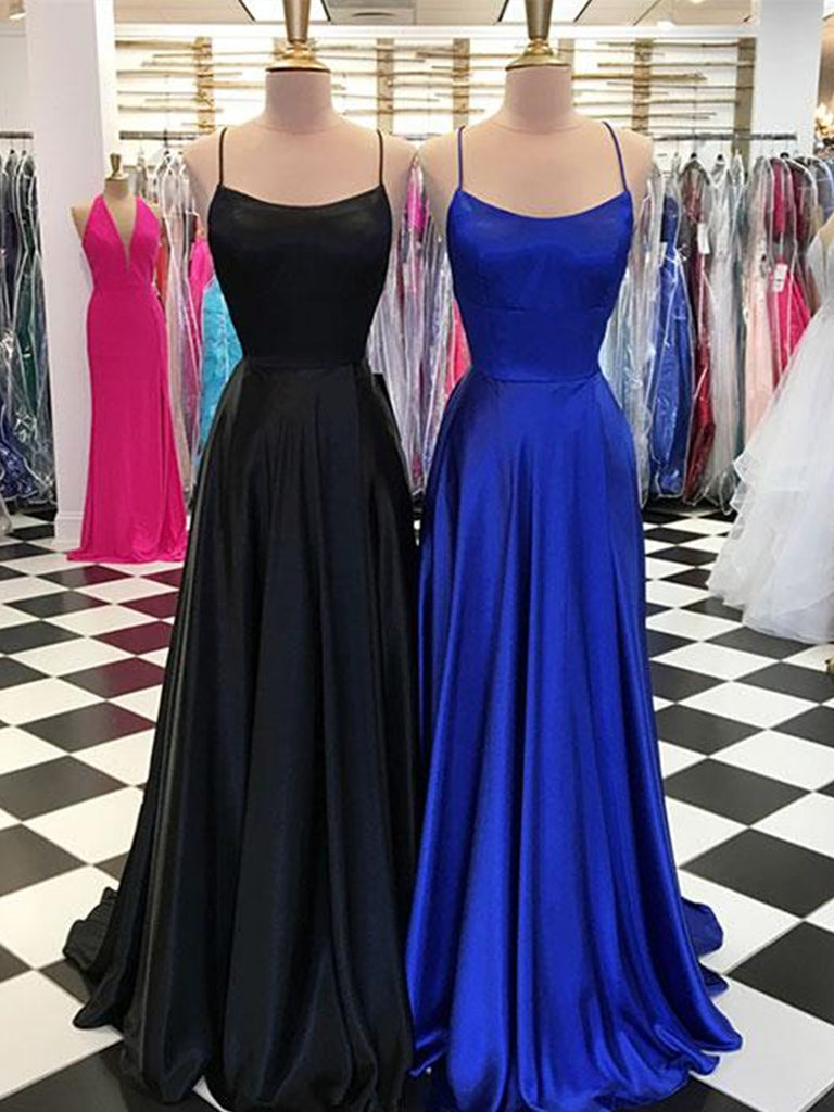 A Line Backless Royal Blue/Black Prom Dresses, Backless Graduation Dre jbydress A Line Backless Royal Blue/Black Prom Dresses, Backless Graduation Dre jbydress