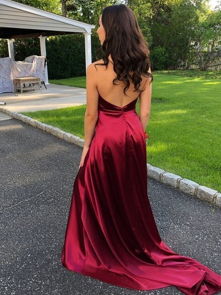 A Line V Neck Halter Neck Burgundy Backless Prom Dresses, Burgundy Bac jbydress A Line V Neck Halter Neck Burgundy Backless Prom Dresses, Burgundy Bac jbydress