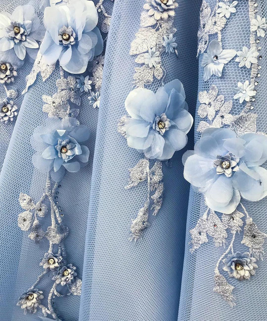 Off Shoulder Blue Lace Prom Dresses Long, Blue Floral Off the Shoulder jbydress Off Shoulder Blue Lace Prom Dresses Long, Blue Floral Off the Shoulder jbydress