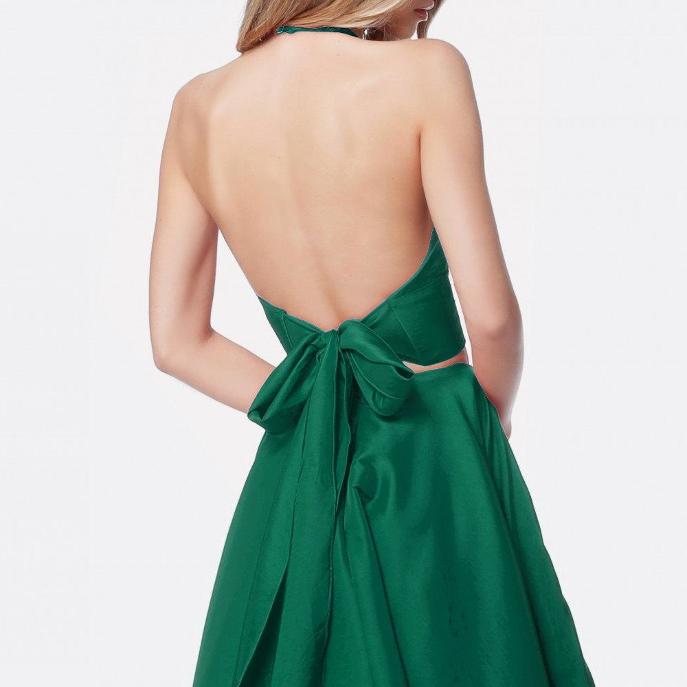 A Line Halter Neck 2 Pieces Green Prom Dresses with Pocket, 2 Pieces G jbydress A Line Halter Neck 2 Pieces Green Prom Dresses with Pocket, 2 Pieces G jbydress