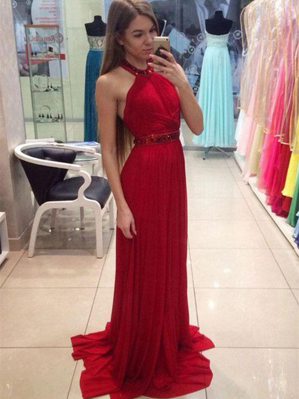 Custom Made Red Chiffon Long Prom Dress with Train, Red Formal Dress jbydress Custom Made Red Chiffon Long Prom Dress with Train, Red Formal Dress jbydress