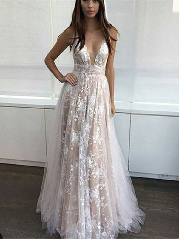 Custom Made A Line V Neck Lace Ivory Prom Dresses, V Neck Lace Formal jbydress Custom Made A Line V Neck Lace Ivory Prom Dresses, V Neck Lace Formal jbydress