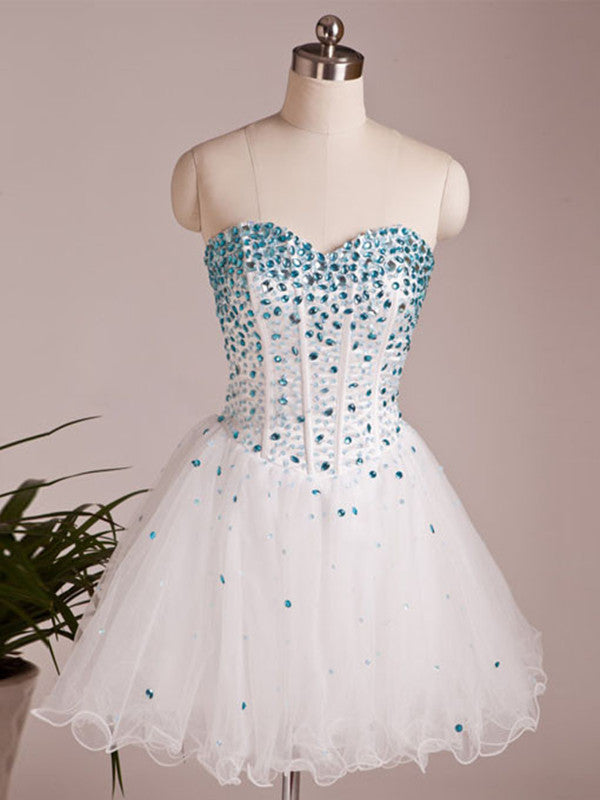 A Line Sweetheart Neck White Short Prom Dresses, Short Homecoming Dres jbydress A Line Sweetheart Neck White Short Prom Dresses, Short Homecoming Dres jbydress