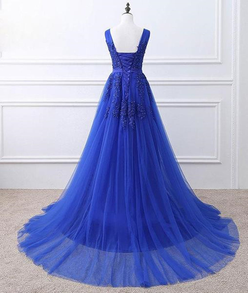 A Line V Neck Royal Blue Lace Prom Dresses, Royal Blue Lace Formal Dre jbydress A Line V Neck Royal Blue Lace Prom Dresses, Royal Blue Lace Formal Dre jbydress