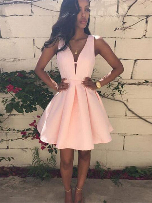 Custom Made V Neck Pink Short Prom Dress, Pink V Neck Homecoming Dress jbydress Custom Made V Neck Pink Short Prom Dress, Pink V Neck Homecoming Dress jbydress