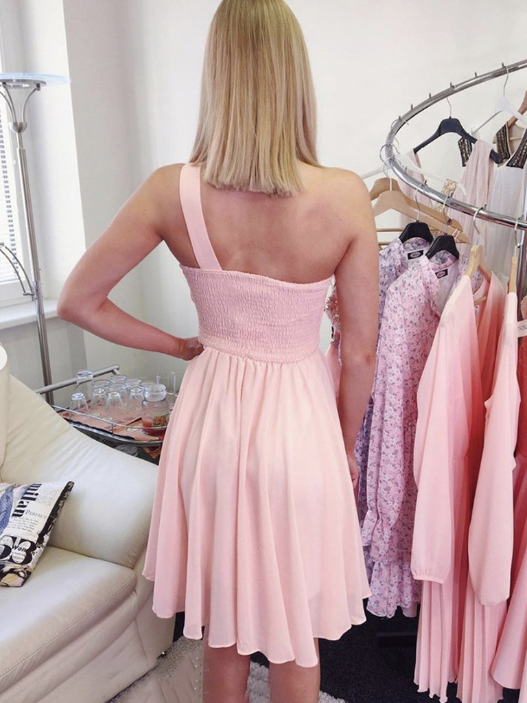 A Line One Shoulder Short Royal Blue Pink Prom Dresses, Royal Blue Pin jbydress A Line One Shoulder Short Royal Blue Pink Prom Dresses, Royal Blue Pin jbydress