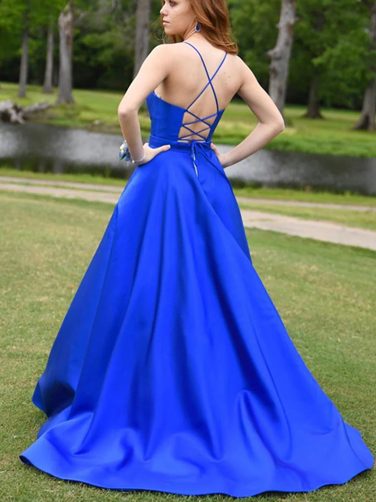 A Line V Neck Royal Blue Long Prom Dresses, Blue V Neck Formal Graduat jbydress A Line V Neck Royal Blue Long Prom Dresses, Blue V Neck Formal Graduat jbydress