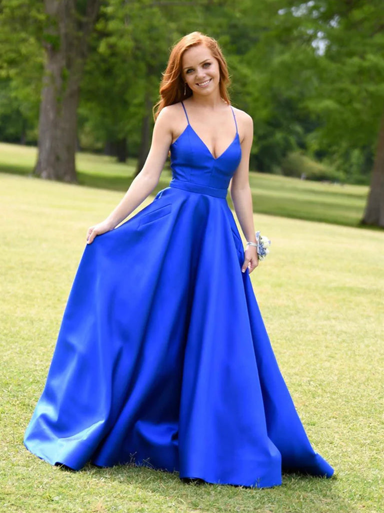 Jossa satin A line full skirt ballgown prom dress - royal blue – Deja Elite  Boutique