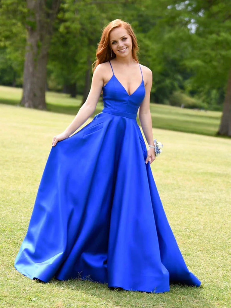 A Line V Neck Royal Blue Long Prom Dresses, Blue V Neck Formal Graduat jbydress A Line V Neck Royal Blue Long Prom Dresses, Blue V Neck Formal Graduat jbydress