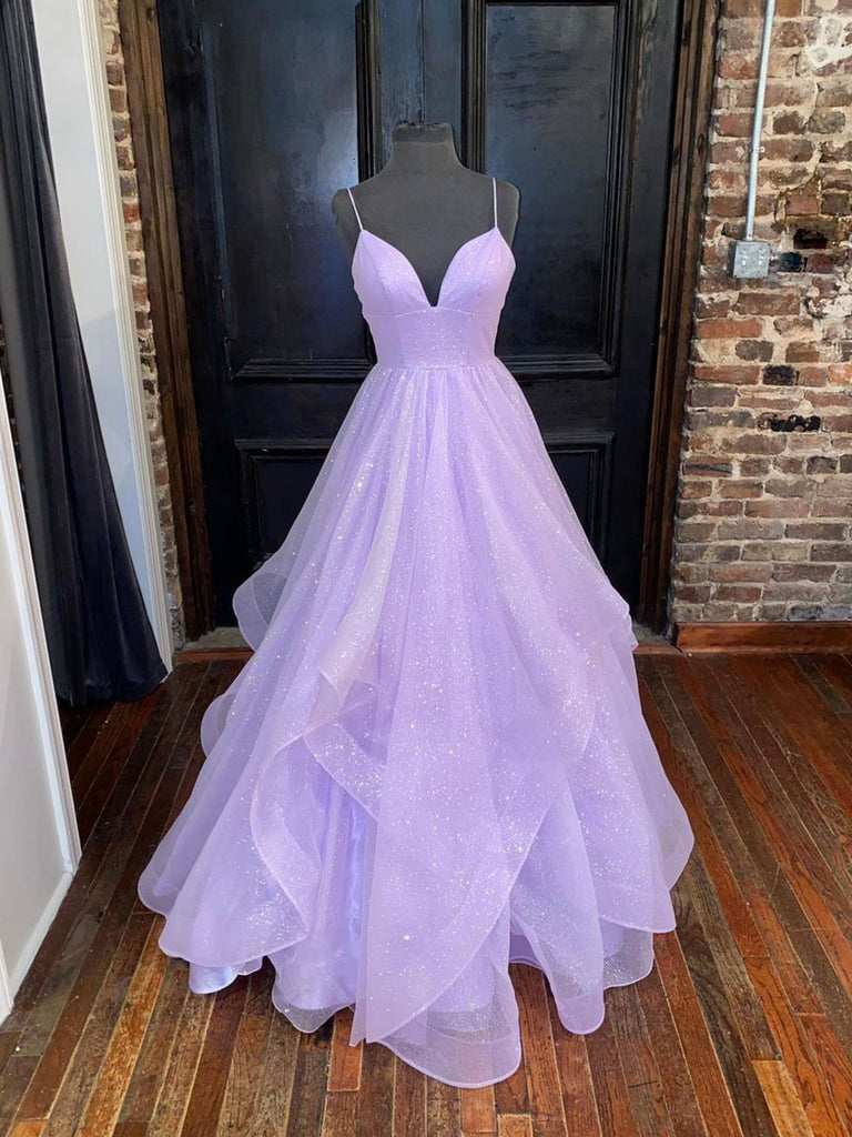 A Line V Neck Shiny Purple Long Prom Dresses, Shiny V Neck Purple Form jbydress A Line V Neck Shiny Purple Long Prom Dresses, Shiny V Neck Purple Form jbydress