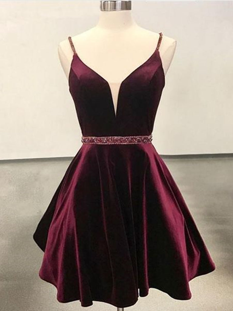 A Line V Neck Short Burgundy Prom Dresses, Short Wine Red Formal Gradu jbydress A Line V Neck Short Burgundy Prom Dresses, Short Wine Red Formal Gradu jbydress