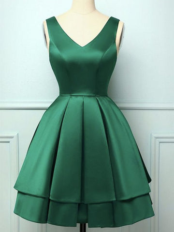 mini dark green prom dress Sparkly Dark Green Rhinestones Lace Homecoming Dress, PH426