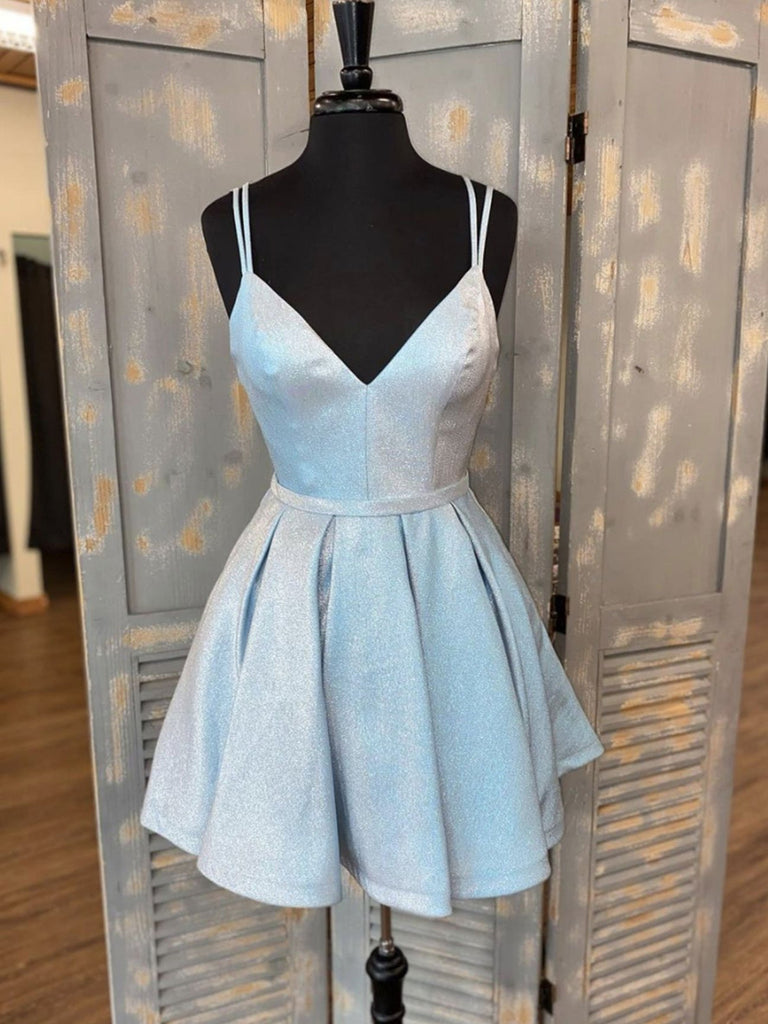 A Line V Neck Short Light Blue Prom Dresses, Short V Neck Light Blue F jbydress A Line V Neck Short Light Blue Prom Dresses, Short V Neck Light Blue F jbydress