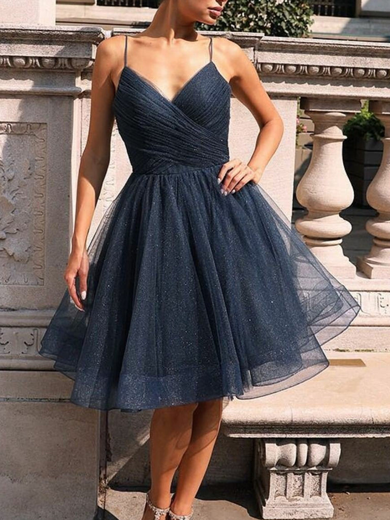 Dark Blue Color Crepe Western Short dresses - Vastrang - 2959246